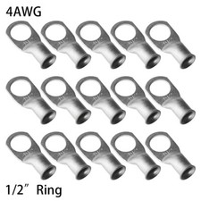 Tinned Copper AWG Ring Connectors Wire Terminals 4 Gauge 1/2 inch Stud Lug Lot
