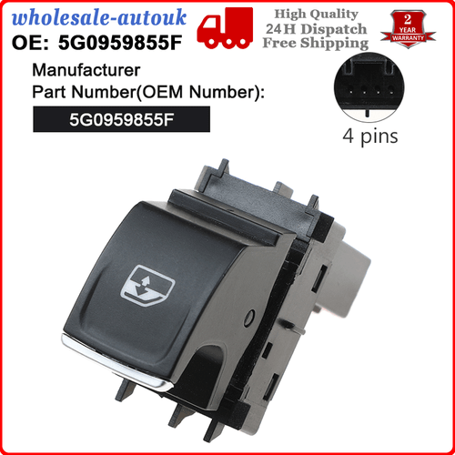Passenger Side Window Switch Button For VW Golf GTI MK7 1.6 TDI BA5 5G0959855F - Afbeelding 3 van 9