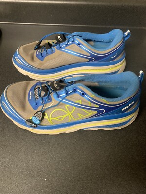 Hoka One One Bondi 3 Blue Gray Lime Green Running Shoes  display picture 1