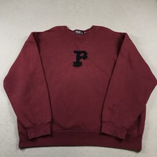 VINTAGE Polo Ralph Lauren Sweatshirt Mens 2XL Maroon Purple Crewneck P Logo 90s