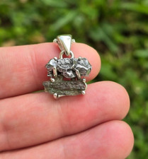 Czech Moldavite  Meteorite Raw Pendant, 925 Sterling Silver, Handmade Jewelry