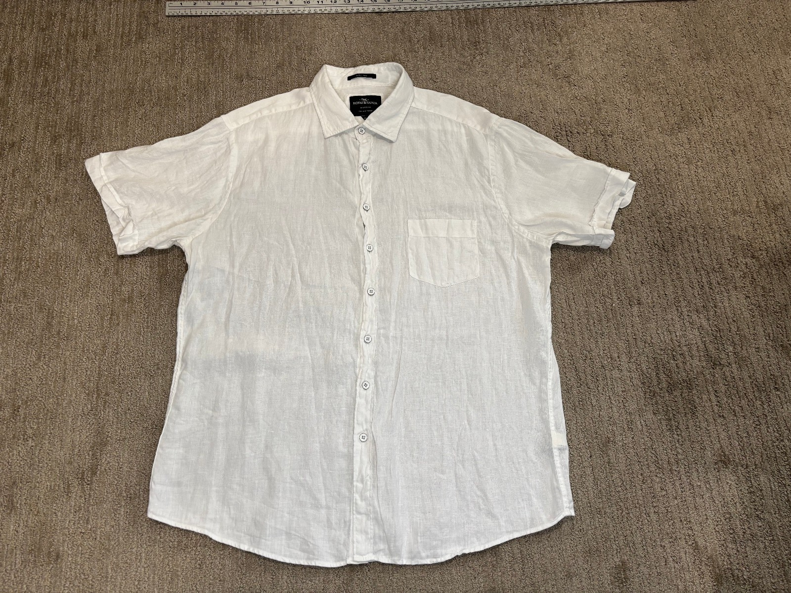 Rodd and Gunn Shirt Mens XXL 2XL Sports Fit Linen Short Sleeve Button Up White