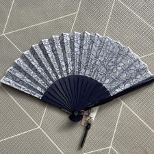 Kyoto Hakuchikudo Japanese Folding Fan Navy Lace 