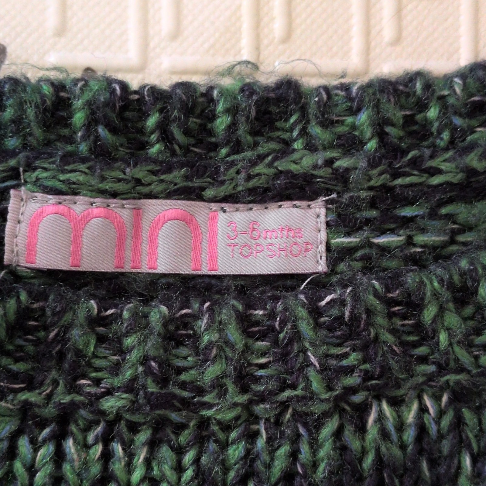 Topshop Green/Black Acrylic Knit Squirrel Pullover Jumper 3-6 Months image 3