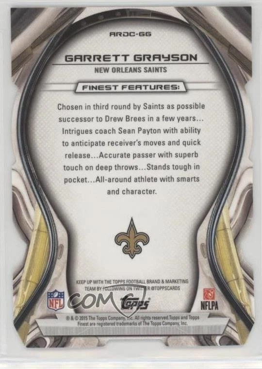 2015 Topps Finest Atomic Rookie Die-Cuts Pulsar Refractor /50 Garrett Grayson RC - Image 2 of 2