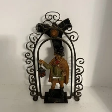 Vintage German Figurine Man with Lantern and Walking Stick Rothenburg Wall Hang