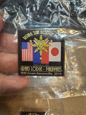 1.5in Square Masonic Pin Rising Sun Lodge 151 Grand Lodge Philippines 2016