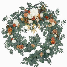 9FT Artificial Eucalyptus Garland with Terracotta Flowers   Wedding Arch Decor