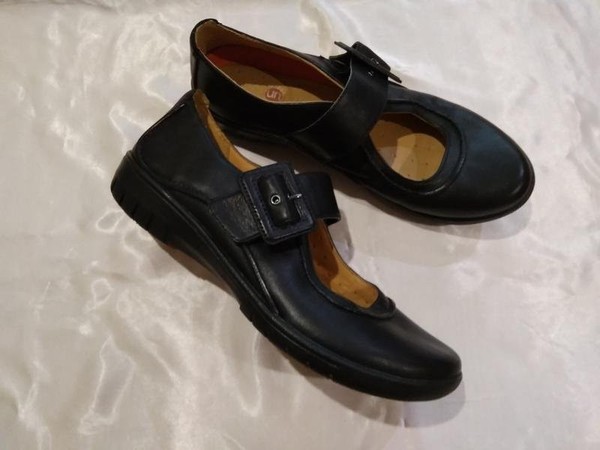 Women Clarks Heels Black Leather 37.5 #7ACD