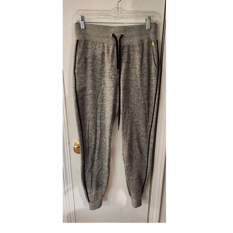 C&C California Women's Gray Heathered Knit Jogger Pants Elastic Waist Drawstring