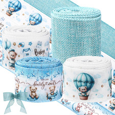 4 Rolls of 20 Yards Bear Baby Shower Ribbon 1.5 Inch Wide We Can Bearly Wait Wir