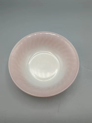 Vintage Fire King Pink Swirl Milk glass Round Serving Bowl 7.25 inch X 2.25" USA