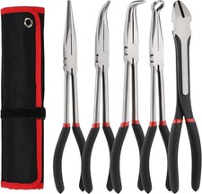 5 Pcs Extra Long Needle Nose Pliers Set 11 Long Reach Straight 4590 Degree 5 Pcs Extra Long Needle Nose Pliers Set 11 Long Reach Straight 4590 Degree