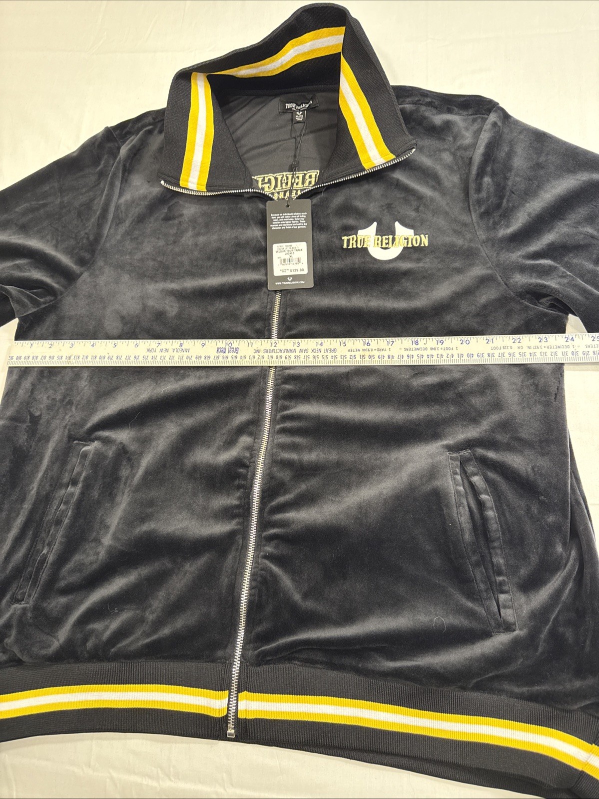 True Religion MENS XL Velour Tour Logo JETT Black Full Zip NWT TRACK JACKET thumbnail 6