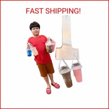 100PCS Plastic Clear Handle Drink Containers Bags for Shops Stores Delivery Hang
