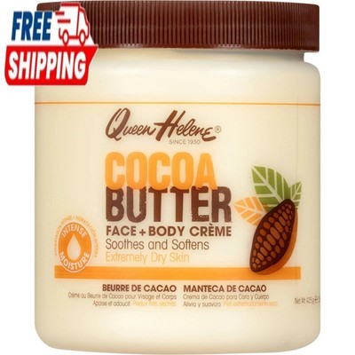 Queen Helene Cocoa Butter Crème Face & Body Lotion for Dry Skin, 15 oz