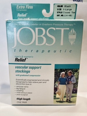 NEW IN BOX JOBST THERAPEUTIC RELIEF VASCULAR SUPPORT STOCKINGS BLACK X-LARGE