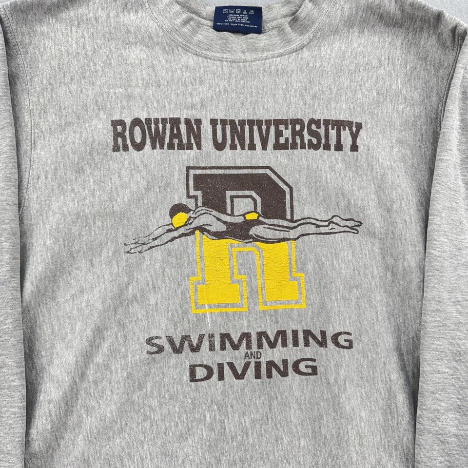 Camisa Rowan University Para Hombres Grande Gris NCAA Natación Buceo Sudadera Cuello Redondo Foto 2 de 4