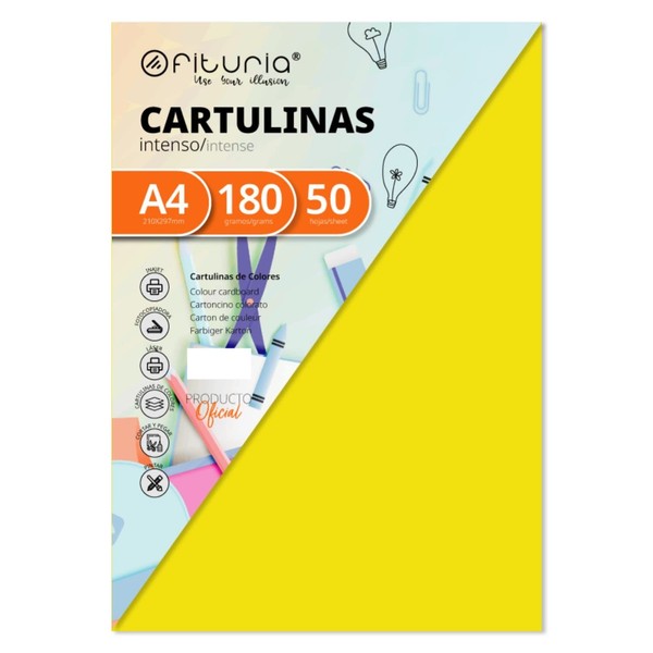 A4 Farbkarton 180G Gelb 50 Blatt - Bastelpapier, Zeichenpapier-image