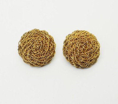 Vintage goldfarbene Kette Kuppeln Ohrclips von Miriam Haskell