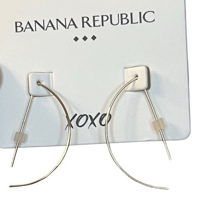 Banana Republic Semi Circle Threader Goldtone Minimalist Earrings NWT