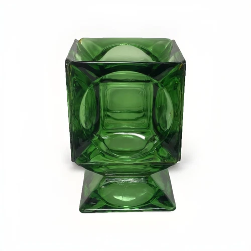VTG Anchor Hocking Candle Holder Vase 7” Emerald Green Glass Ashtray Decor MCM
