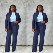Navy Women Suits Formal Evening Party Office Work Wear Plus Size Ladies Outfits