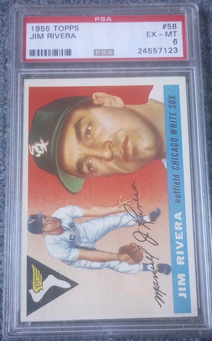 1955 Topps Baseball Card #58 Jim Rivera Graded PSA 6 Vintage White Sox