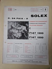 Opuscolo Carburatori Solex C.34 per Fiat 1300-1500 ,Ottobre 1964