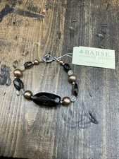 Barse Beacon Hill Beaded Toggle Bracelet- Smoky Quartz- Sterling Silver- NWT