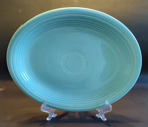 VINTAGE HOMER LAUGHLIN FIESTAWARE TOURQUOISE OVAL SERVING PLATTER 9 3/4 x 12 1/2