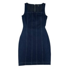 GUESS Full Back Zipper Dark Denim Bodycon Dress Womens Small Fitted Sleeveless