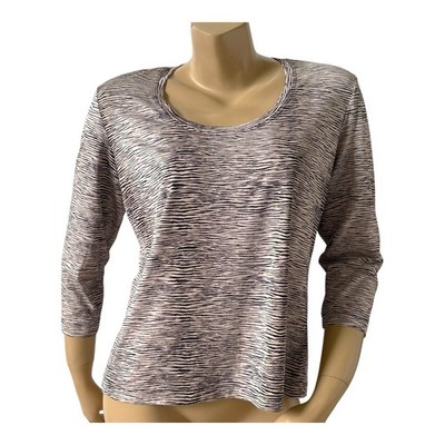 Private Edition Chicos Womens Size 2 Large Animal Print Top 3/4 Sleeve Stretch