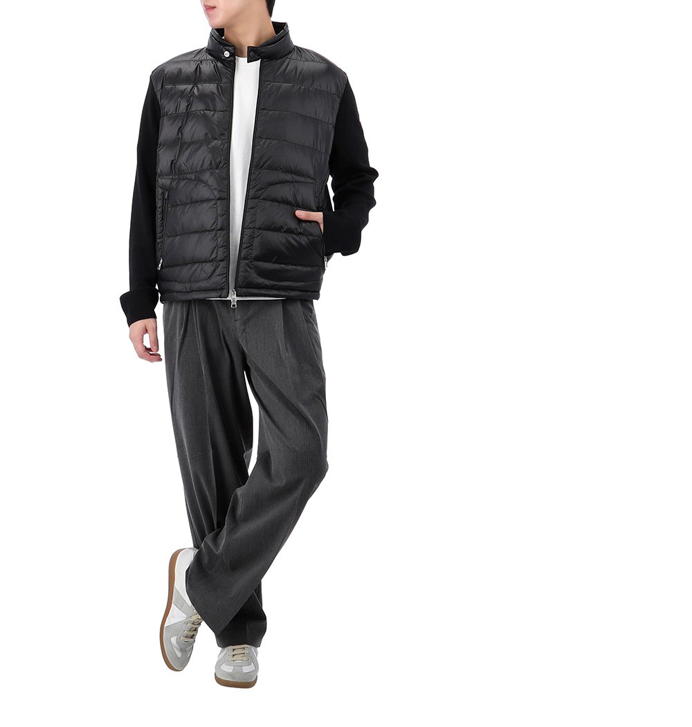 Moncler Logo Patch Padded Mixed Zip-Up Jacket 152102659 thumbnail 17