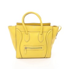CELINE Luggage Mini Shopper Handbag Leather Yellow Gold Hardware #RC3248