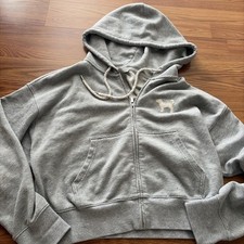 Victoria s Secret Pink Cropped Hoodie Terri Full Zip Jacket Size Large