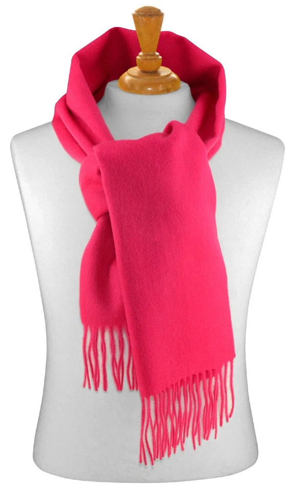Bufanda Biagio 100% Lana CUELLO Sólida Rosa Caliente Color Fucsia Bufanda para Hombres o Mujeres Foto 2 de 4