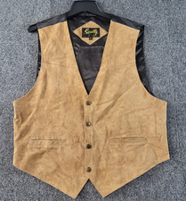 Scully Suede Leather Vest Mens Lg Brown Snap Satin Lining Western Cowboy