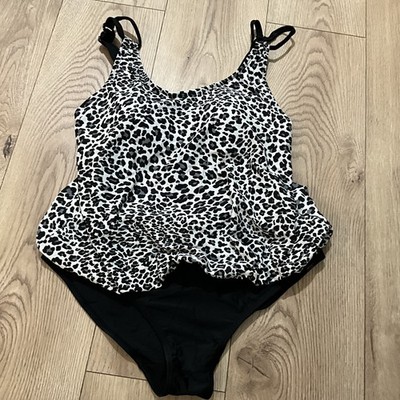 Matalan ladies padded black leopard print swimsuit size 14