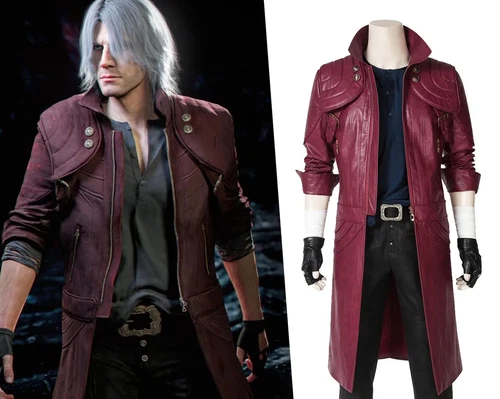 Devil May Cry Dante Trench Coat Red Men's Leather Jacket Cosplay Costume 2026 - product listing photo