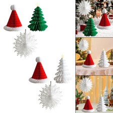 3x Honeycomb Paper Christmas Tree Ornaments Table Centerpiece Xmas Pendant