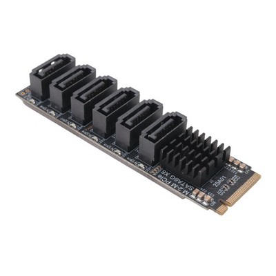 M.2 MKEY PCI-E Riser Card M.2 NVME zu SATA3.0 PCIE zu  6Gpbsx6-Port Erweite6073