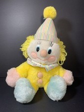 VTG 1984 Dakin Pastel Clown Stuffed Plush Yarn Hair Wind Up Musical Toy WORKS