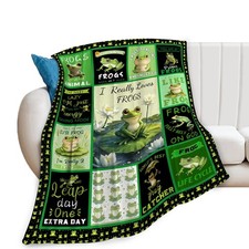 Frog Blanket, Fun Frog Collage Throw Blanket, Cute Animal Blankets Stuff Flee...