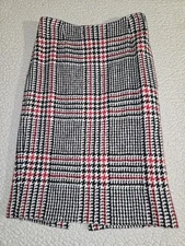 Finity Studio Plaid Houndstooth Pensil Pencil Skirt  Wool/rayon Size 10 Office