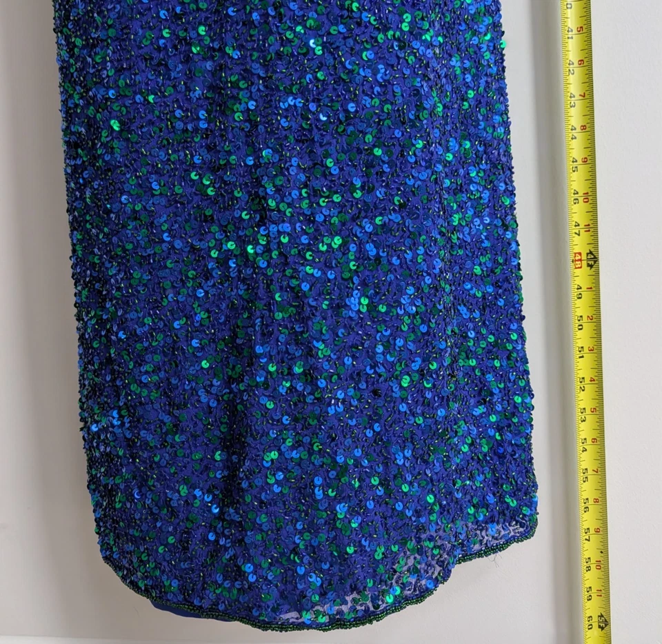 Винтажный Scala шелк бисером платье женщин XXL синий блестки Y2K причудливый фея 90-х - Изображение 2 из 4
