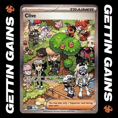 clive pokemon card price - 236/091 Full Art Ultra Rare Trainer Clive- Full Art Secret Rare