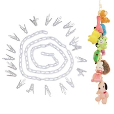 2m Plush Toy Chain Wall Ceiling Hanging Organizer Strips with 20 Clips for Toys