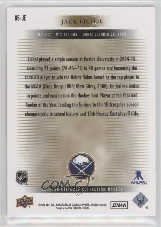 2015-16 Ultimate Collection 2005-06 Rookies Auto /175 Jack Eichel (Unsigned) RC - Image 2 of 2