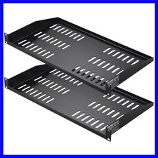2PCS 1U Server Rack Shelf, Universal Vented Rack Mount Cantilever Tray for 19...